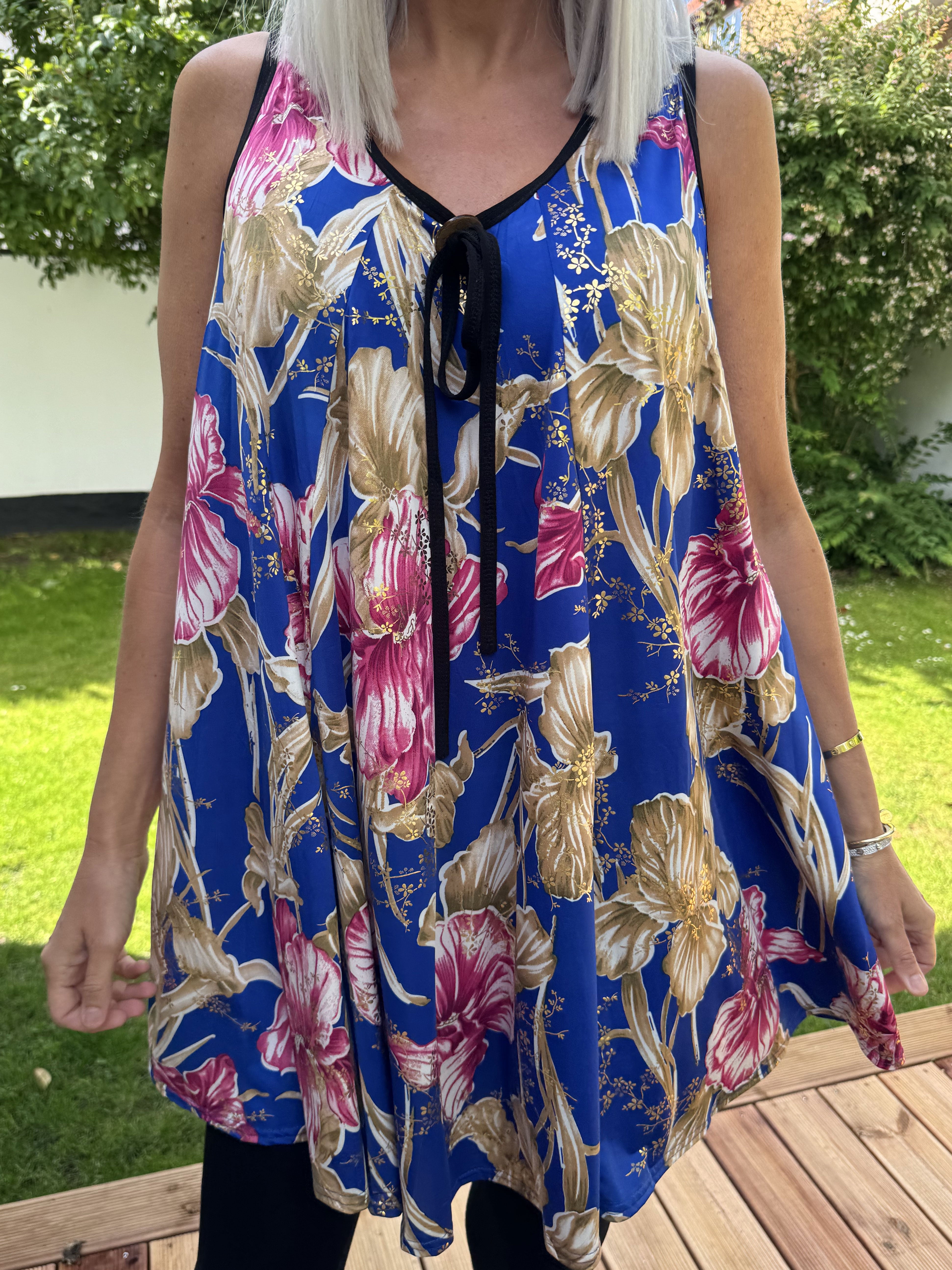 Palma Spring - Lang mønstret tunika i elastisk stof